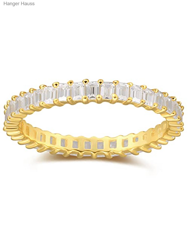 18k Gold Plated Cz Eternity Ring Adjustable Stacking Ring Hypoallergenic Prong
